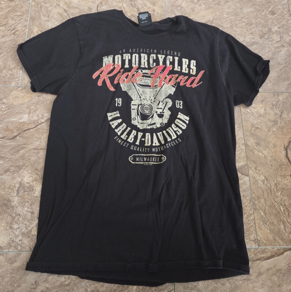 Harley-Davidson Black and Red Ride Hard T-Shirt